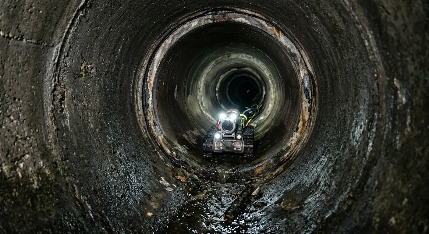 Robotic sewer camera inspecting pipe interior for Drain Snake Service in Hoquiam